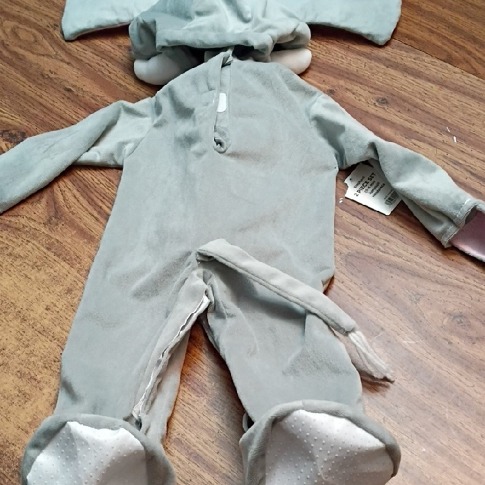 🐘 Gray Elephant Costume with Pink Ears Size 0-6 Months - Picture 6 of 12